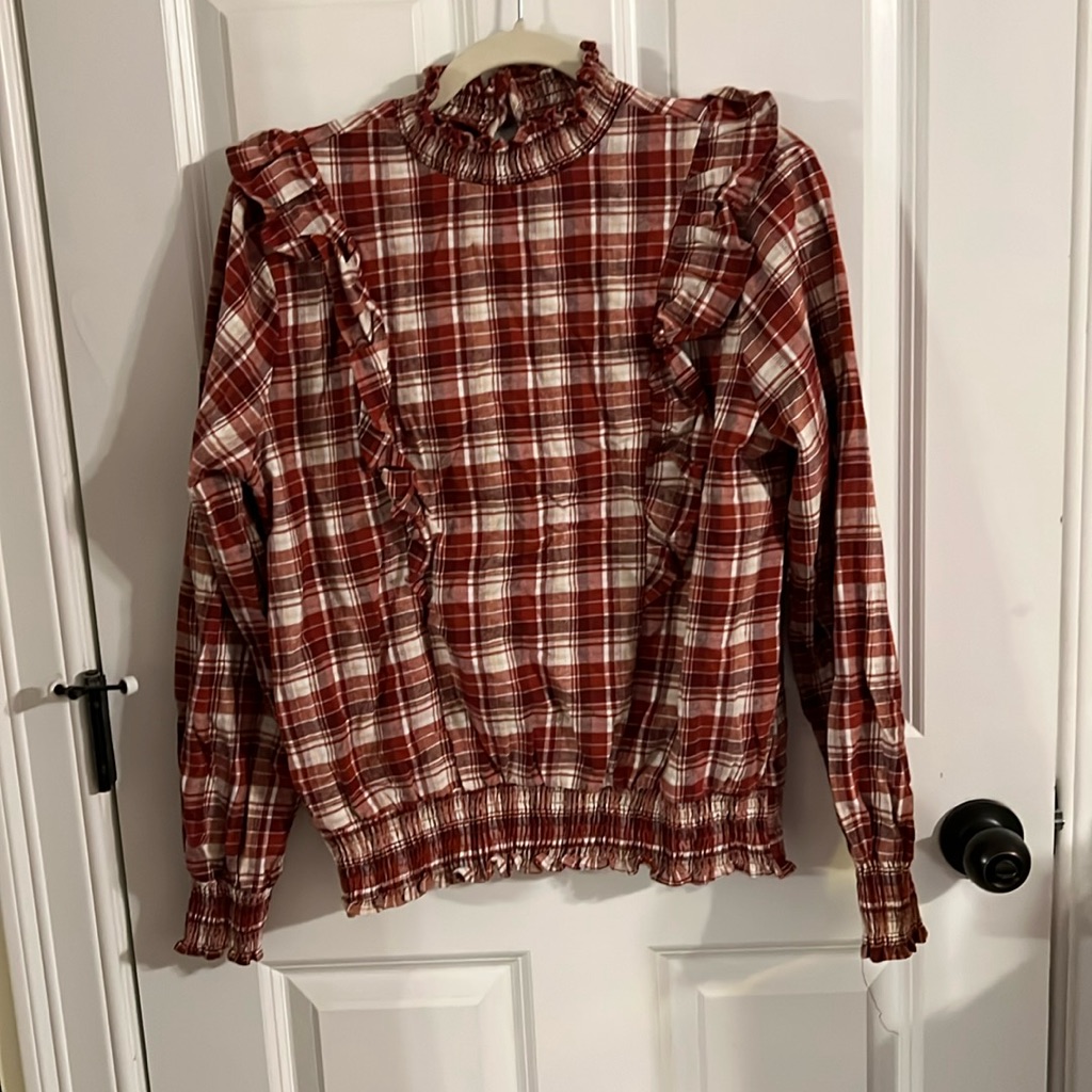Brand New Adorable New York And Company Red Plaid Top